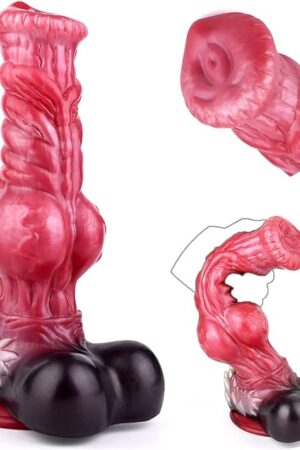 8 Inch Silicone Wolf Dog Dildo Sex Toys with Thick Knot Soft Realistic Animal Dildos Anal Plug with Multiple G Spot Adult Dildo with Suction Cup Suitable for Women Personal Hands Free