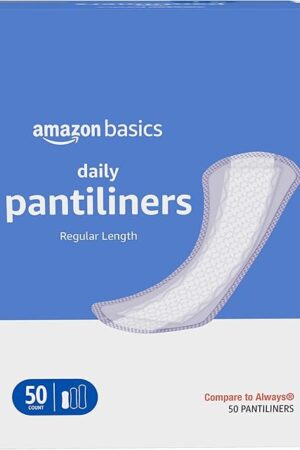 Amazon Basics Daily Pantiliner, Regular Length, Pads for Women, Unscented, 50 Count (Previously Solimo)