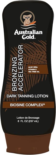 Australian Gold Dark Tanning Accelerator Lotion With Bronzer, 8 Ounce, New Package Same Formula, B003GX5SSC