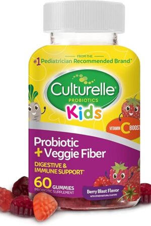 Culturelle Daily Probiotic for Kids + Veggie Fiber Gummies (Ages 3+) - 60 Count - Digestive Health & Immune Support ? Berry Flavor with a Vitamin C Boost