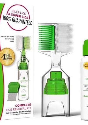 Lice Treatment Kit by Lice Clinics-Guaranteed Cure for Super Lice-Safe, Non-Toxic (Complete Kit with 525oz Shampoo, Metal Comb & More)