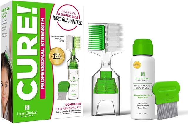 Lice Treatment Kit by Lice Clinics-Guaranteed Cure for Super Lice-Safe, Non-Toxic (Complete Kit with 525oz Shampoo, Metal Comb & More)