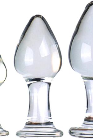 3Pcs Crystal Glass Anal Butt Plug Set - Small, Medium and Big Glass Butt Plug Anus Training Kit Sex Glass Anal Plug Masturbation Sex Slave Abuse Sex Toys for Women Men Couples Lover