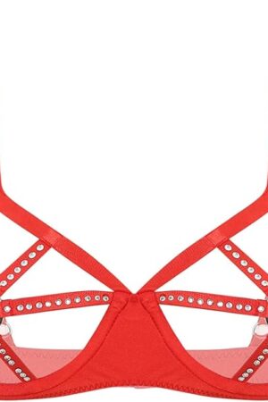 Womens See Through Open Nipples Push Up Bra Top Underwired Hollow Out Bralette Lingerie