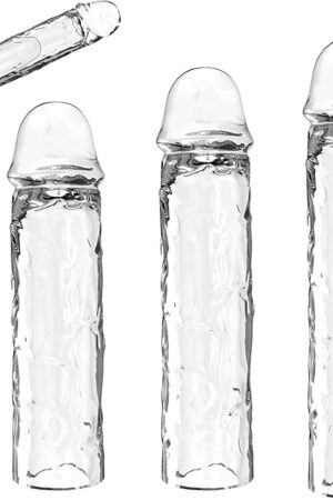 3 Size Reusable Penis Sleeve, Soft Clear Cock Sleeve Penis Extender Adult Sex Toys for Men Women, Durable Penis Enlarger Male Sex Toys for Couples Pleasure