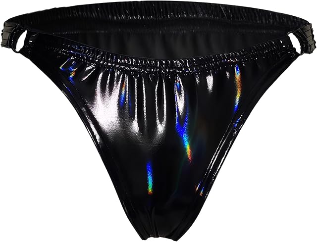 Women Sexy Glossy Panties Sparkly Metallic Underwear Shiny Breathable Soft Stretchy Thong Rave Bottom
