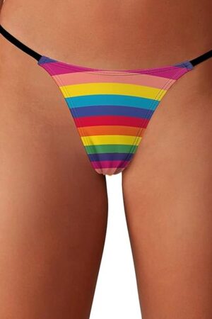 Gay Pride LGBT Rainbow Flag Pattern G-String Thongs for Women Sexy Panties Low Rise Underwear