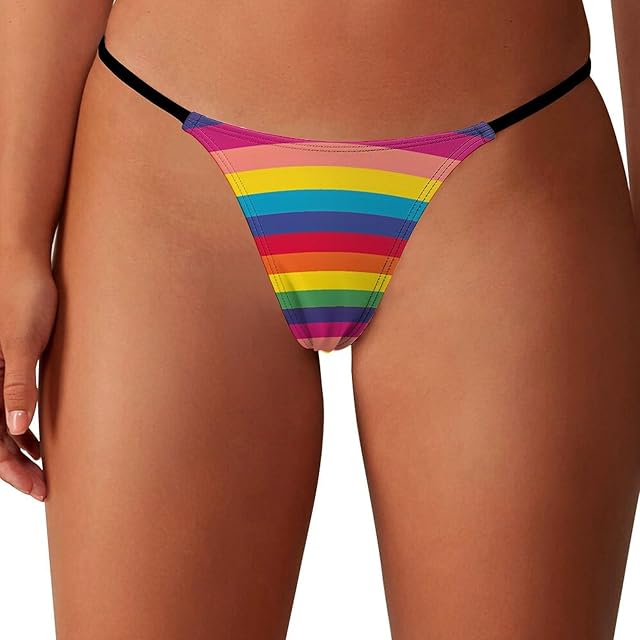 Gay Pride LGBT Rainbow Flag Pattern G-String Thongs for Women Sexy Panties Low Rise Underwear