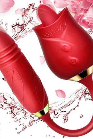 Easy to Operate Rose Shape Toys Update Model 3 in 1 Rose Toy with Tongue Licking, Thrusting and Vibrating Adult Tools GR3+6 * 7