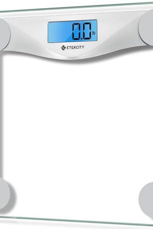 Etekcity Digital Body Weight Bathroom Scale, Large Blue LCD Backlight Display, High Precision Measurements,6mm Tempered Glass, 400 Pounds