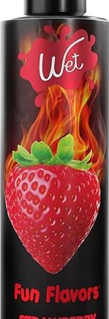 Wet Fun Flavors Strawberry 4 in 1 Warming Flavored Lubricant 9 Fl Oz, Premium Personal Lubricant, Men, Women and Couples, Ideal for Foreplay & Massage, Paraben Free, Gluten, Stain, & Sugar Free