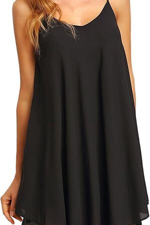 Women's Nightgowns Chiffon Sleep Lingerie Full Slips Sleeveless Nightshirts Pajama Dress