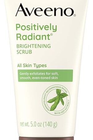 Aveeno Positively Radiant Skin Brightening Exfoliating Daily Facial Scrub, Moisture-Rich Soy Extract, helps improve skin tone & texture, Oil-& Soap-Free, Hypoallergenic, 5 oz