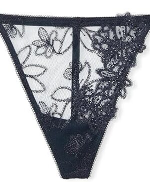 Ziggy Glam Noir Adjustable Rhinestone V-String Panty Color Navy Blue New
