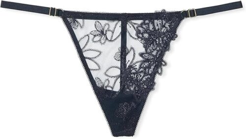 Ziggy Glam Noir Adjustable Rhinestone V-String Panty Color Navy Blue New