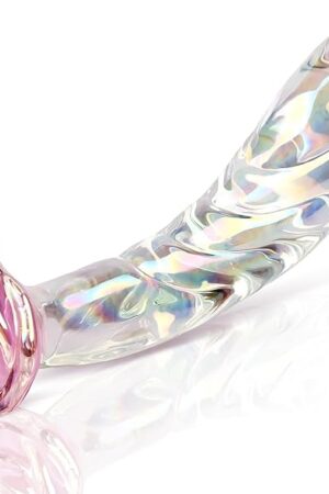 Anal Dildo Glass Rose Sex Toy - Butt Plug Rainbow Monster Dildo for Beginner, 72 inch Small Glass Dildo as a Clitoral G Spot & Anal Sex Toys for Men Women & Couples Sexual Pleasure