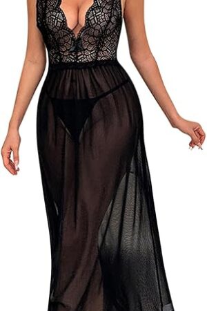 Women Lingerie Lace Babydoll Nightdress V Neck Nightwear Sexy Chemise Nightgown Exotic Lingerie for Sex Play