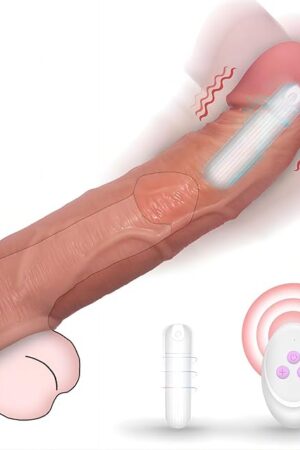 Vibrating Penis Sleeve with 10 Vibration Modes, SMAM Male Sex Toy Silicone Penis Extender, Reusable Penis Enlargement Penis Enlarger Thicker, 8 Inch Dildo Penis Pump Vibrator Sex Toys for Men & Couple