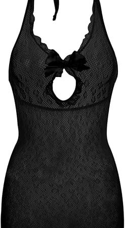 Fishnet Dress Women Mesh Holiday Party Lingerie Shirts Bow Going Out Dress Patterned Sexy Dating Dresses
