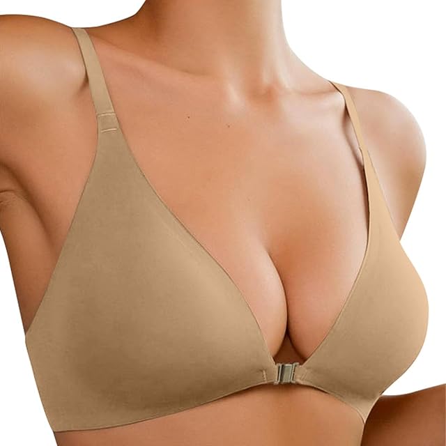 Deep V Bras for Women Seamless Sexy Wireless T Shirt Bra Hides Back Fat Beauty Back Smoothing Lightly Lined Comfort Underwear