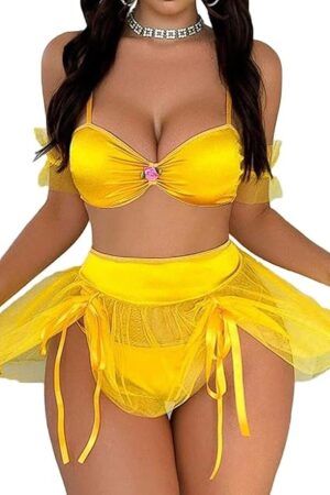 Women's Sexy Princess Lingerie Set - Fairytale Cosplay Fantasy Costume Gold