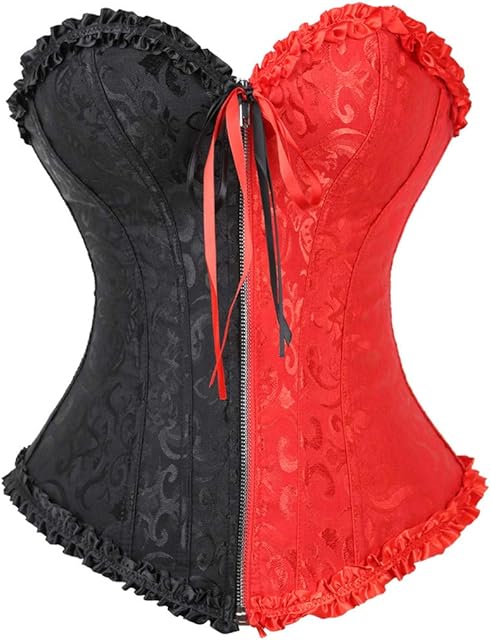 Women's Corset Bustier Top Sexy Lingerie Sets Black Red Overbust