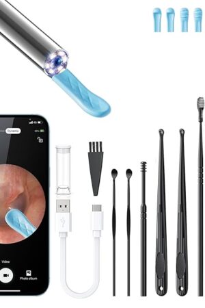 Ear Wax Removal, Ear Cleaner with Camera and Light, FSA - HSA Eligible, Ear Wax Removal Tool Camera with 1080P, Ear Cleaning Kit with 6 Spoons, Ear Camera for iOS & Android (Black)