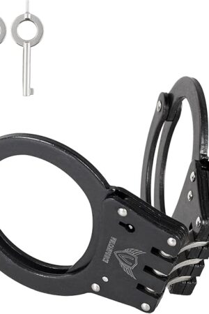 vulcanforce Professional Grade Steel Hinged Handcuffs ? Double Locking Tactical Handcuff with 2 Keys ? Extra Sturdy, Used by Various Law Enforcement & Police Departments Worldwide
