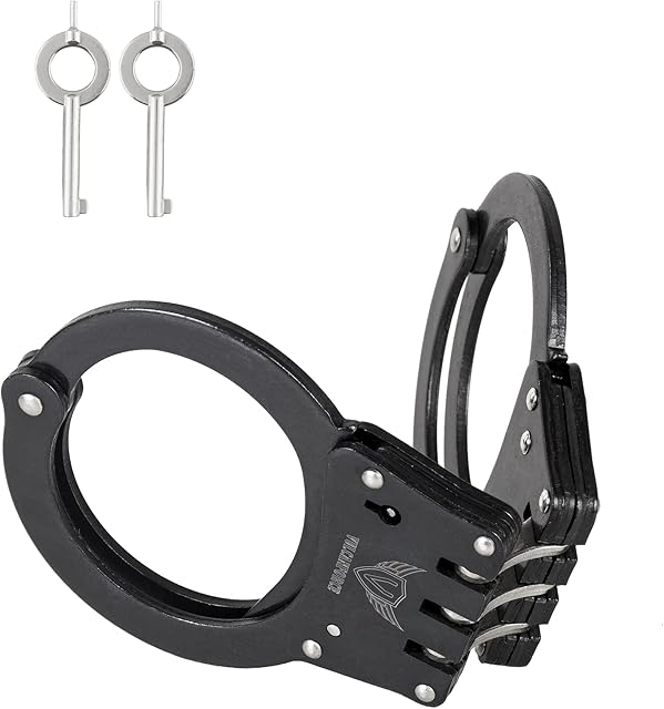vulcanforce Professional Grade Steel Hinged Handcuffs ? Double Locking Tactical Handcuff with 2 Keys ? Extra Sturdy, Used by Various Law Enforcement & Police Departments Worldwide