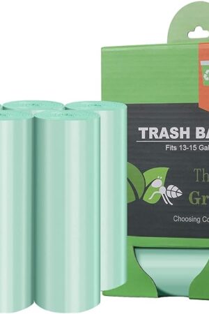 Compostable Trash Garbage bags,AYOTEE 13-15 Gallon Tall Kitchen Trash Bags,Heavy Duty Unscented 118Mils 55 Liter,60 Count,Strong Thicken Rubbish Waste Can Liners for Kitchen Garden Home