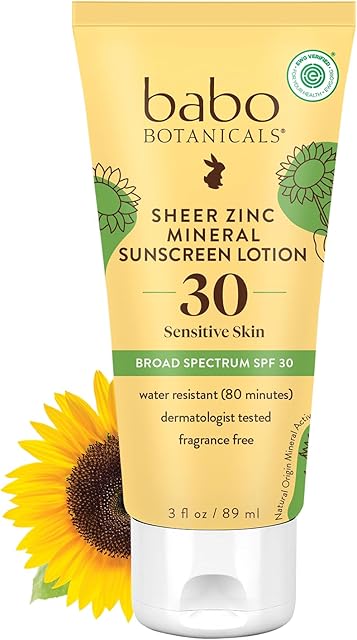 Babo Botanicals Sheer Zinc Mineral Sunscreen Lotion SPF30 - Natural Zinc Oxide - Shea Butter - Face & Body - Water Resistant - Fragrance-Free - EWG Verified - Vegan - For all ages - 1 or 2 Pack