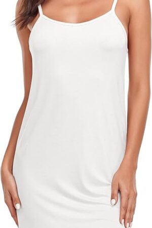 Women's Full Slip Dress for Women Adjustable Spaghetti Strap Cami Slip Mini Dress Nightgown