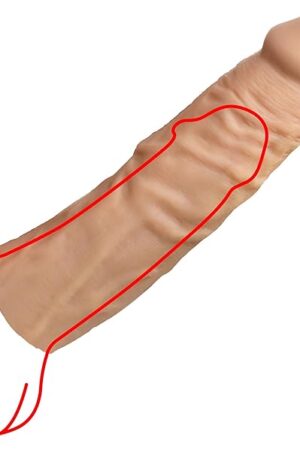 Jock Extra Long 1.5" Penis Extension Sleeve for Men & Couples. Gain Size in Seconds! Realistic Feel with Textured Sheath, Smooth and Snug Wear, Custom Length. Body-Safe TPE. 1 Piece, Light
