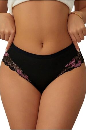 Women's Sexy Cheeky Underwear Mid Rise Floral Lace Panty Hipster