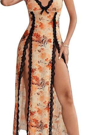 Women's Lace V Neck Nightgown Babydoll Lingerie Dress Sexy Sleepwear Slip Chemise Nightwear