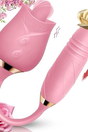 Generic Easy to Operate Rose Shape Toys Update Model 3 in 1 Rose Toy with Tongue Licking, Thrusting and Vibrating Adult Tools YK3+6 * 5, Roses-pink