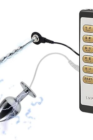 Electro Shock Prostate Massager Set with Controller and Urethral Sound Plug Electric BDSM Toys for Men Anal Play Adult Products (M)