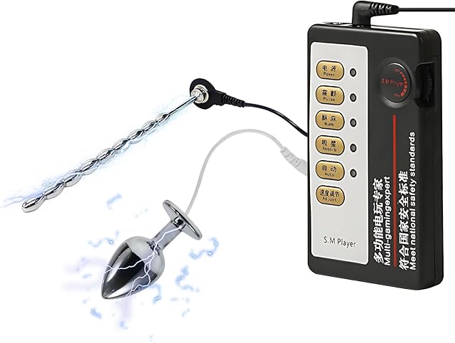 Electro Shock Prostate Massager Set with Controller and Urethral Sound Plug Electric BDSM Toys for Men Anal Play Adult Products (M)