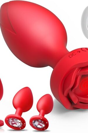 Anal Plug Sex Toys Vibrators 4Pcs Butt Plug Remote Control with 10 Vibrating Modes, Adult Toys for Woman Men Couples Prostate Massager Red