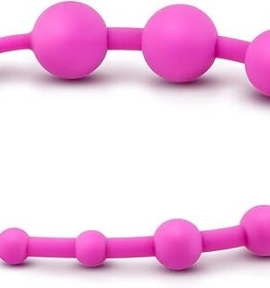 Eden Adult Sex Toys - 12.5 Long Silicone Anal Bead - 10 Graduated Anal Trainer Beads with Safe Pull Ring - Smooth Prostate Massager Butt Plug - Flexible Anal Chain Toy for Women Men Couples - Pink