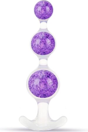 748'' Crystal Silicone Anal Beads,Dual Layer Large Butt Plug Adult Sex Toys,Graduated Glass Anal Plugs Soft Anal Trainer for Women Men Couple Gay (Purple)