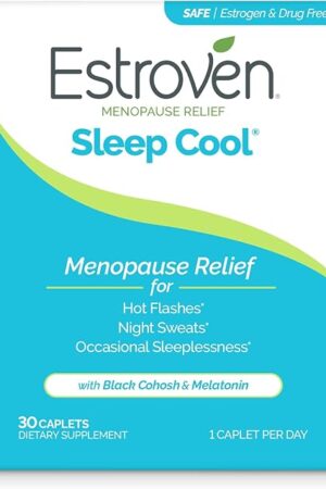 Estroven Sleep Cool for Menopause Relief, 30 Ct, Sleep Support Supplement With Clinically Proven Ingredients to Relieve Menopause Symptoms plus Night Sweats & Hot Flash Relief, Drug-Free & Gluten-Free