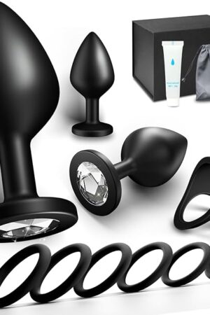 Anal Plug Butt Plug Adult Sex Toys - 3PCS Silicone Anal Plugs Anal Sex Toys Training Set with 6 Rings and 1 Triple Ring and Storage Bag, Anal Toys Adult Sex Toy & Games Prostate Massager