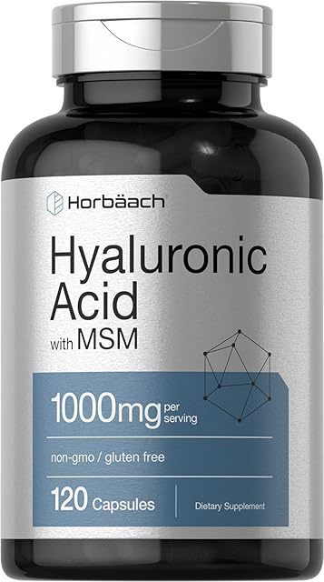 Horb?ach Hyaluronic Acid with MSM | 1000 mg | 120 Capsules | Non-GMO and Gluten Free Supplement | Bioavailable Formula