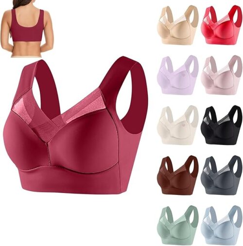 Zenchic Seamless Sexy Comfort Push Up Wireless Bras, Hatmeo Posture Correcting Ice Silk Gathering Bra for Seniors