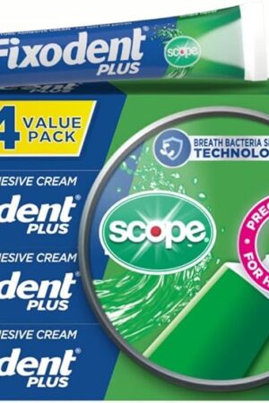 Fixodent Plus Scope Secure Denture Adhesive 20oz (Pack of 4)