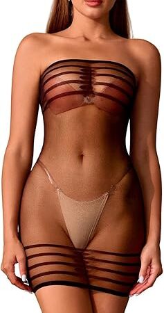 Womens See-throught Dress Sexy Lingerie One Piece BabyDoll Nighties Minidress Backless Fishnet