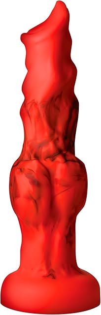 Fire Hound Silicone Dildo for Men, Women, & Couples Fantasy Dildo, Stong Suction Cup Base Harness Compatible & Premium Silicone 1 Piece, Red - Medium