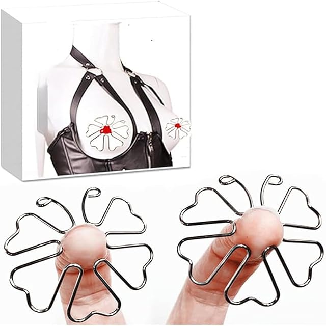 Hidden Pleasure Nipple BDSM Toys - Girl Vibrating Nipple Clamps Sex Women Men Male - Adult Silver Invisible Pinches - Stimulator Bondage Breast - Fetish Foreplay Flirting Clitoral