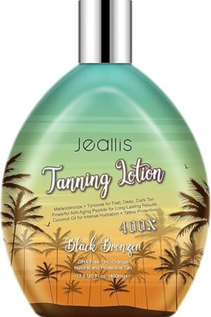 Extreme Dark Tanning Lotion Accelerator for Indoor Tanning Beds & Outdoor Sun Tan with Bronzer to Get Dark Fast Tan, Bronzing Tanning Lotion with Tattoo Protecting Formula, DHA Free, 135oz